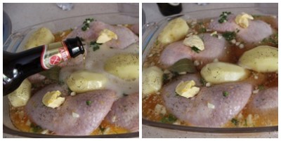 pollo con cerveza sin gluten ambar y naranja